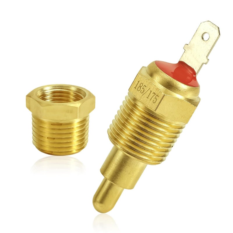 BTFO 3/8" NPT Thermostat Fan Switch, 185°F On - 175°F Off Electric Fans Temperature Switch Automotive Engine Radiator Cooling Fans Temp Switches for 10" 12" 14" 16" Fan - Image 1
